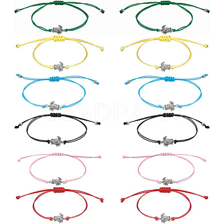 12Pcs 2 Colors Tortoise Alloy Link Bracelets Set BJEW-FI0001-40-1