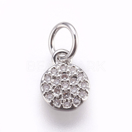 Brass Micro Pave Cubic Zirconia Charms ZIRC-E152-17P-RS-1