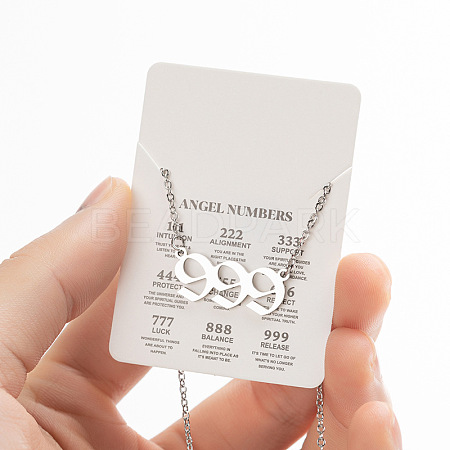 201 Stainless Steel Angel Number Pendant Necklaces for Women FS-WG21275-18-1
