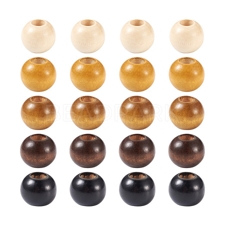 100Pcs 5 Colors Wooden Beads WOOD-CD0001-13-1