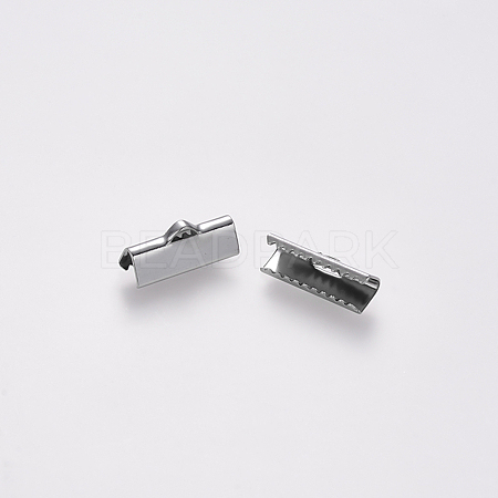 304 Stainless Steel Ribbon Crimp Ends X-STAS-S112-001E-P-1