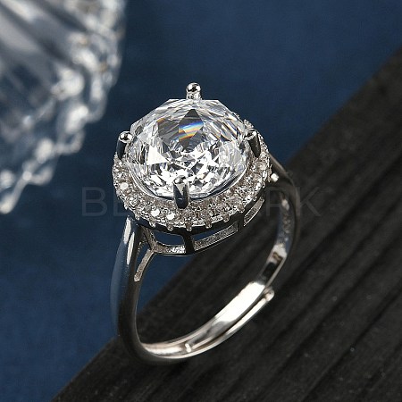 925 Sterling Silver Micro Pave Cubic Zirconia Finger Rings RJEW-B134-01B-03-1