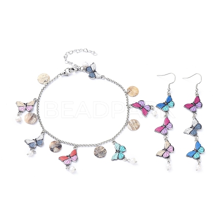 304 Stainless Steel Butterfly Jewelry Sets SJEW-JS01089-1