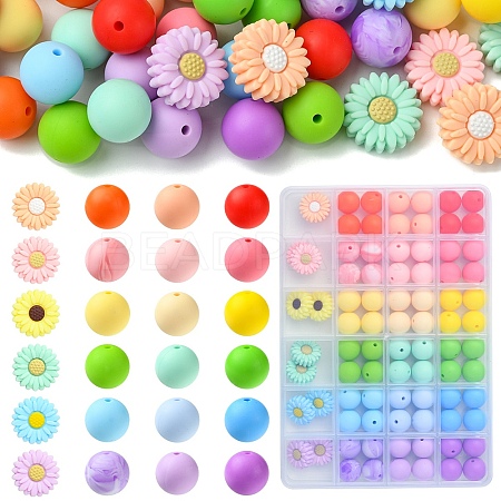 Round/Daisy Silicone Focal Beads SIL-YW0001-49-1