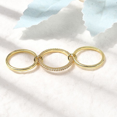 Brass Micro Pave Cubic Zirconia Finger Rings RJEW-P166-01B-G-1
