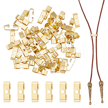 60Pcs Brass Bolo Tie Slide Clasp KK-DC0004-14-1