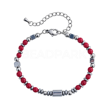 Natural Coral & Stainless Steel Beaded Bracelets for Women ID8226-4-1