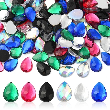 180Pcs 6 Colors Acrylic Rhinestone Flat Back Cabochons GACR-YW0001-04-1