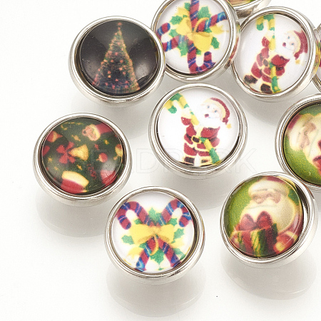 Christmas Pattern Brass Glass Snap Buttons SNAP-Q007-098P-M-1