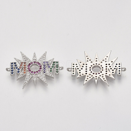Mother's Day Brass Micro Pave Cubic Zirconia Links connectors ZIRC-Q022-007P-NF-1