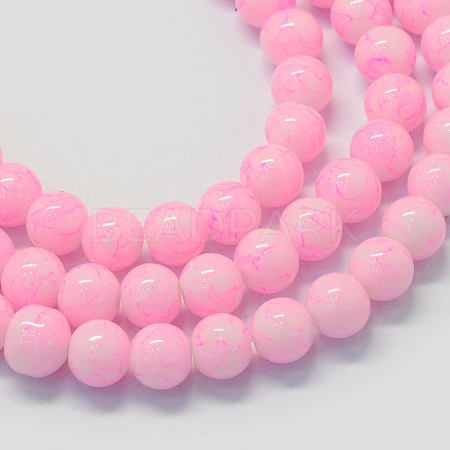 Baking Paint Glass Round Bead Strands DGLA-Q019-8mm-43-1