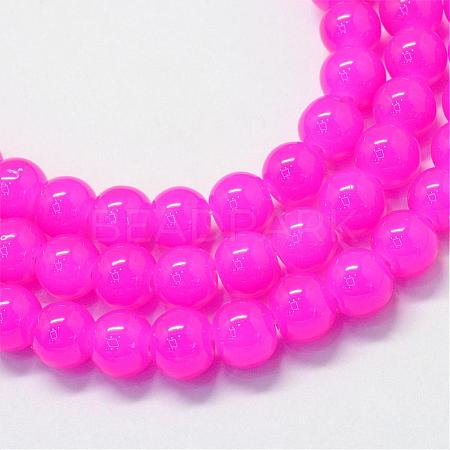 Baking Paint Imitation Jade Glass Round Bead Strands DGLA-Q021-6mm-28-1