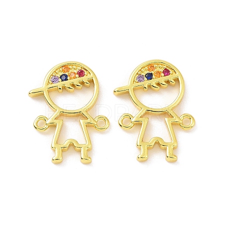 Real 18K Gold Plated Brass Micro Pave Cubic Zirconia Connector Charms KK-L209-058G-02-1