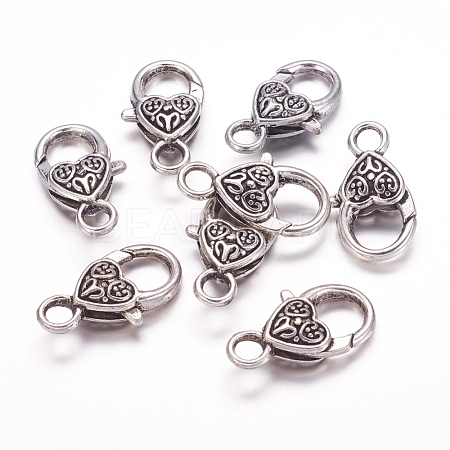 Tibetan Style Heart Lobster Claw Clasps X-LF014Y-1