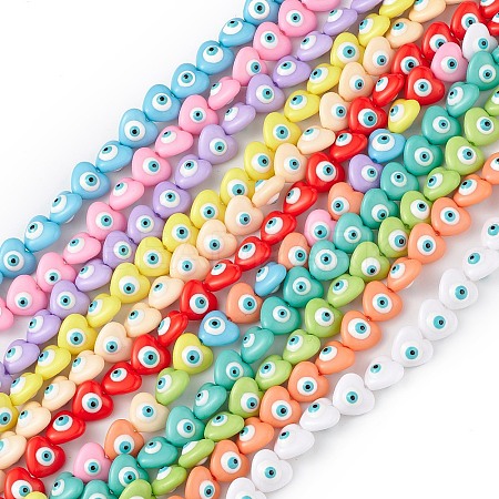 Evil Eye Resin Beads Strands RESI-F040-01-1