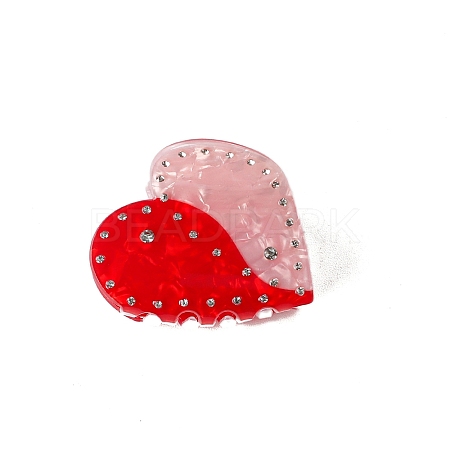 Red PVC Claw Hair Clips with Rhinestone PW-WGF6177-01-1