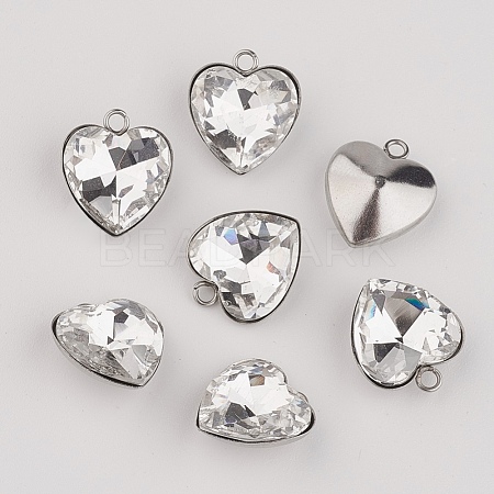 Stainless Steel Glass Rhinestone Charms GLAA-L015-E01-1