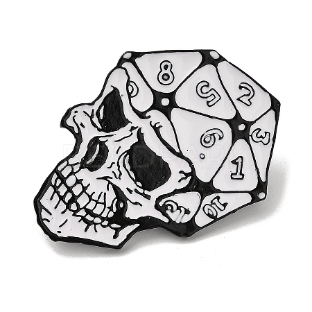 Halloween Dice Skull Alloy Enamel Brooches for Backpack Clothes JEWB-S028-14-1