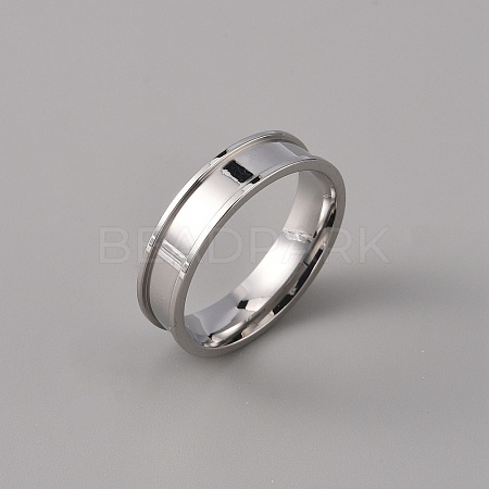 201 Stainless Steel Grooved Finger Ring Settings STAS-WH0027-27F-P-1