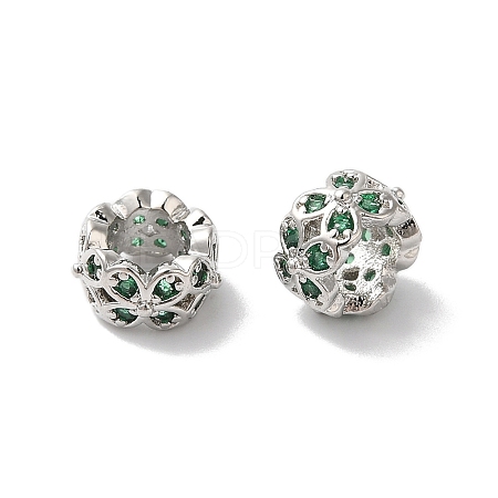 Long-Lasting Plated Brass Micro Pave Clear Cubic Zirconia Beads KK-K381-18B-P-1