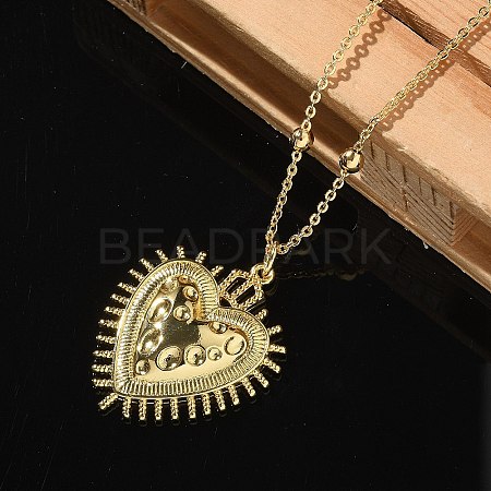 Brass Heart Pendant Necklaces for Women NJEW-U020-02G-1