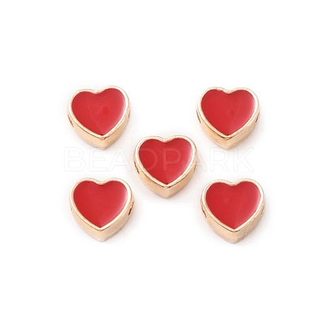 Light Gold Plated Alloy Enamel Beads ENAM-WH0001-25A-1