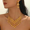 Alloy Hollow Flower Tassels Stud Dangle Earrings & Necklaces Sets for Women IF2968-3