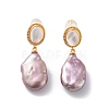 Teardrop Natural Pearl Stud Earrings for Women EJEW-E303-34G-1