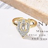 Brass Micro Pave Clear Cubic Zirconia Cuff Finger Rings for Women RJEW-U033-10GP-2