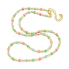 Brass Enamel Column Link Chain Necklaces NJEW-H039-09C-01G-2