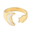 Ion Plating(IP) 304 Stainless Steel Enamel Cuff Finger Rings RJEW-L107-082G-01-2