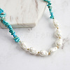 Natural Turquoise Chip & Nuggets Shell Pearl Beaded Necklaces NJEW-L125-007G-5