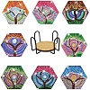 DIY Diamond Painting Tree Pattern Hexagon Coaster Kit TREE-PW0001-69-1