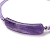 Curved Rectangle Natural Amethyst Adjustable Nylon Cord Braided Bead Bracelets for Women Men BJEW-JB10280-04-2