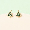 Brass Micro Pave Cubic Zirconia Charistmas Tree Stud Earrings EJEW-L278-09G-2