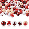 Beadthoven 100Pcs 5 Style Christmas Themed Dyed Natural Wooden Beads WOOD-BT0001-07-8