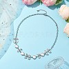 Flat Round Pearl with Bowknot Alloy Link Necklaces NJEW-JN04812-2