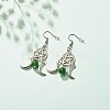 Woven Net with Natural Malaysia Jade Dangle Earrings EJEW-JE04945-01-3