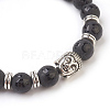 Natural Lava Rock Beads and Natural Frosted Agate Beads Stretch Bracelets BJEW-JB03848-01-2