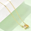 Brass Pave Cubic Zirconia Rectangle & Teardrop Pendant Cable Chain Necklaces KK-CBAB173-05G-01-2