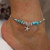 Synthetic Turquoise Chips Beads Anklets WGE754A-01-1