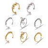 Spritewelry 8Pcs 8 Style Brass Rotating Beaded Cuff Rings RJEW-SW0001-01-10