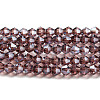 Transparent Electroplate Glass Beads Strands GLAA-F029-4mm-C05-1