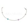 Glass Star & Seed Beaded Necklace NJEW-JN04364-2
