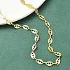 Oval with Hollow Heart Brass Link Chain Necklaces for Women NJEW-K271-06G-3