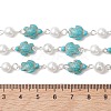 2Pcs 2 Colors Synthetic Turquoise & Glass Pearl Link Chains AJEW-JB01594-02-4