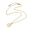 Ion Plating(IP) Rectangle with Initial Letter 304 Stainless Steel Pendant Necklace NJEW-R265-04G-L-3
