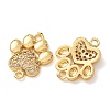 Brass Micro Pave Clear Cubic Zirconia Paw Print Links Connector Charms CU-CBA2907-09G-2