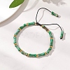 Natural Dyed Imperial Jasper & Brass Beads Braided Bead Bracelets BJEW-JB13418-02-1