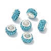 Polymer Clay Rhinestone European Large Hole Beads with Silver Color Plated Brass Cores FPDL-R002-12-1